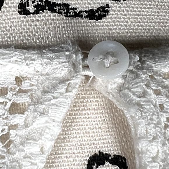 Hinge Sz S 3/4 Sleeve Sweetheart Lace Bodice Blouse White Lace Accents Boho - Picture 7 of 13